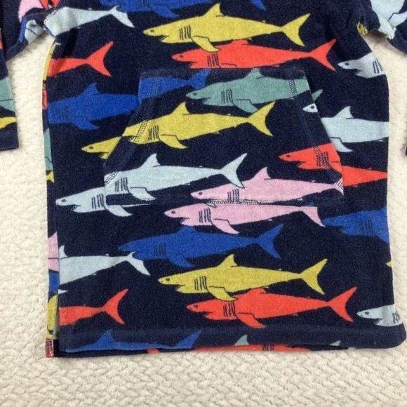 Mini Boden SIze 5-6 Years Shark Towel Swim Cover Blue Hooded Stain - Picture 4 of 10
